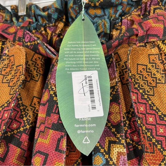 FARM RIO NWT Yawanawa Stripes Paperbag Pants Beaded Anthropologie New Small - Picture 4 of 11